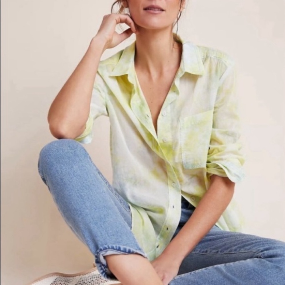 NWT ANTHROPOLOGIE PILCRO AND THE LETTERPRESS CATE TIE DYE BUTTON TOP